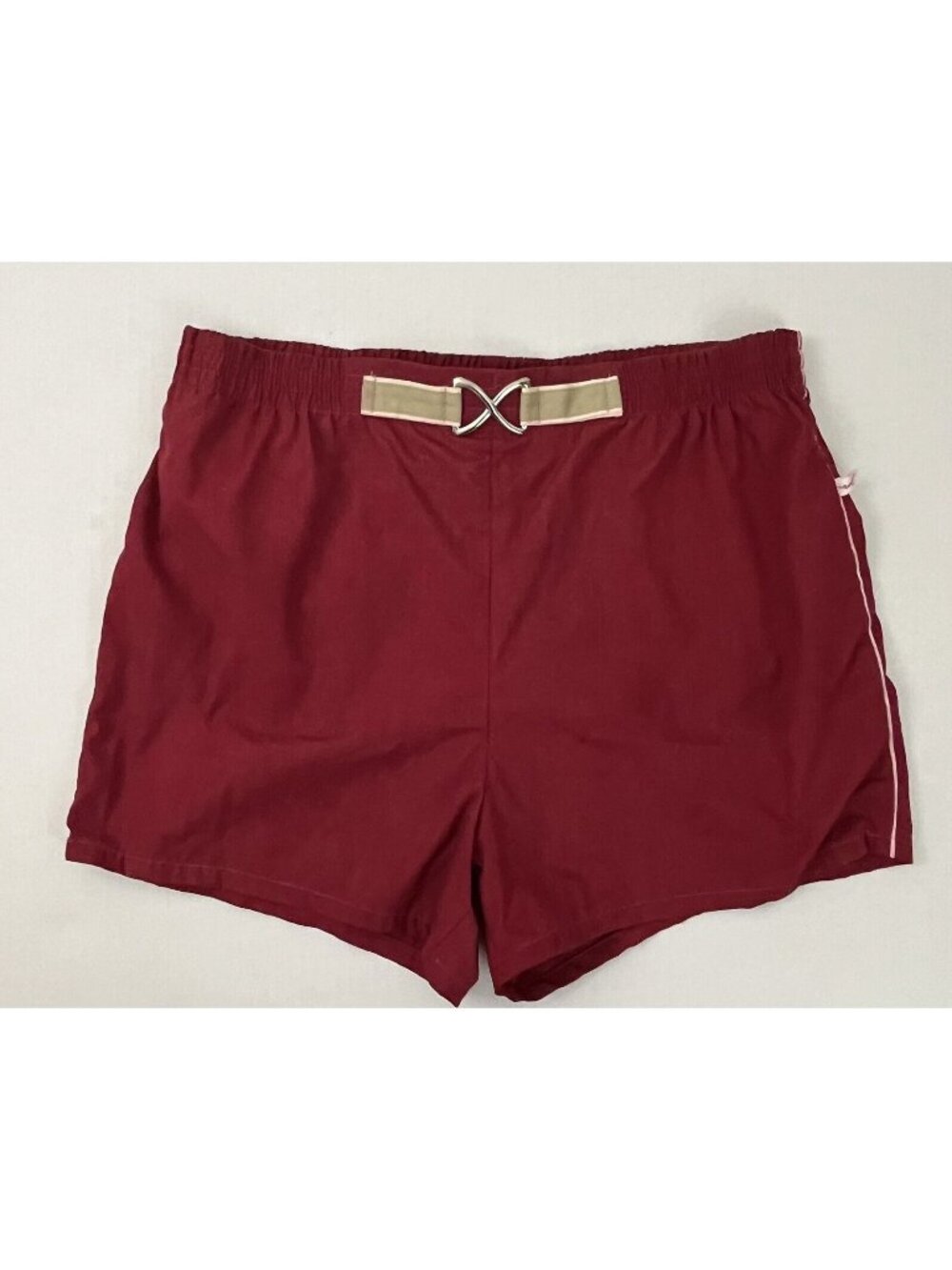 Vintage JANTZEN Swim Trunks Men's 40 Red Lined Shorts Elastic Waist Metal Clasp